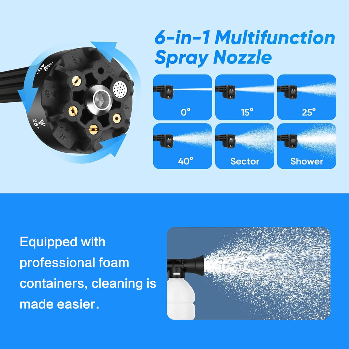 CHATCTS 6-in-1 nozzle assembly with versatile spray modes for tasks.