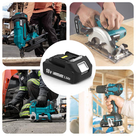 CHAUNVEN 18V battery installed in Makita tool for seamless fit and performance.
