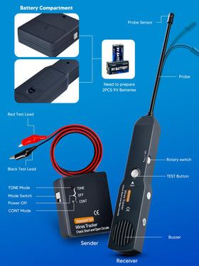 Chazcool EM415PRO 7-inch flexible probe reaches tight wiring.