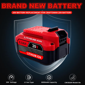 Cheerlark 2-pack 20V battery with CMCB202 compatibility for Craftsman.