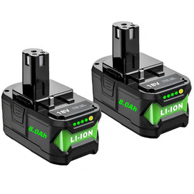 Cheerlark 8.0Ah P108 battery front view offers extended run time for Ryobi tools.