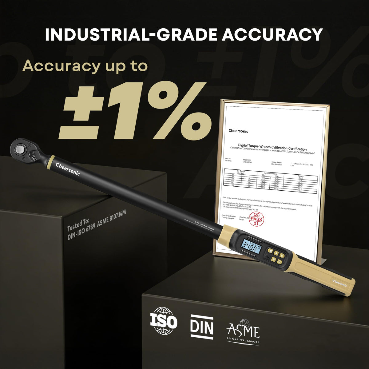 CHEERSONIC torque wrench featuring 72-tooth ratchet head for smooth operation.