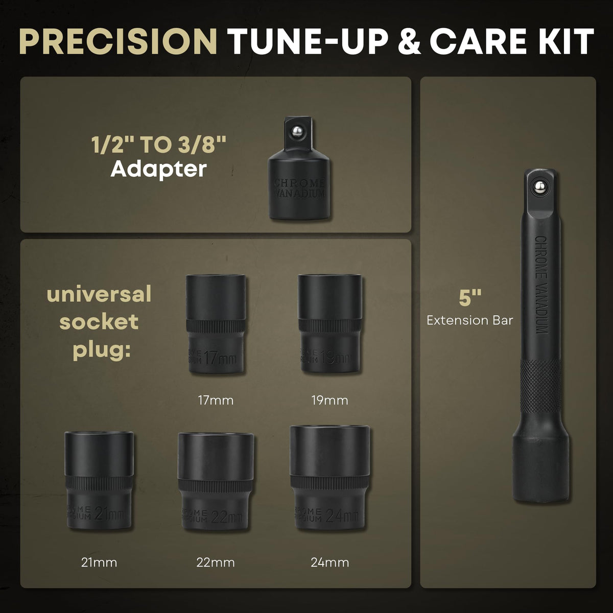 CHEERSONIC torque wrench set includes sockets and extension bar for versatility.