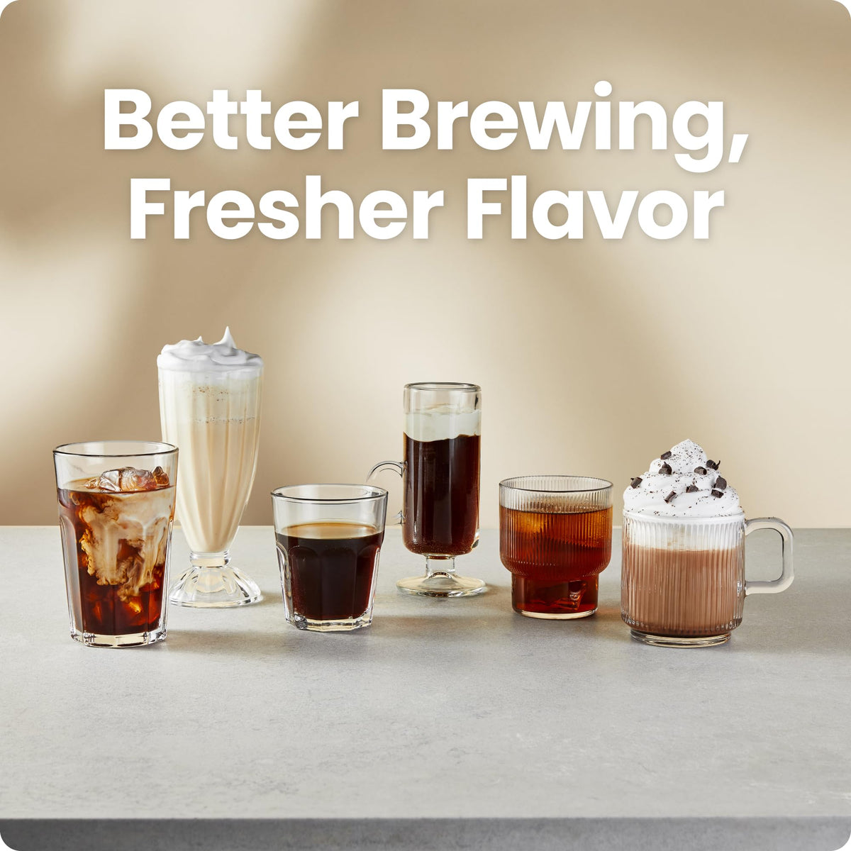 Chefman brew-quality-improved image indicates crisper flavor from purified water.
