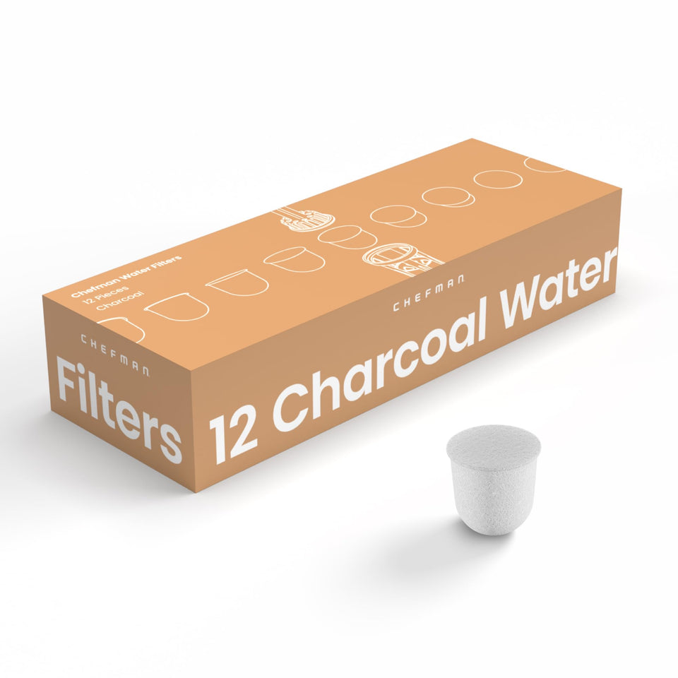 Chefman water filter refill cartridge 12-pack for cleaner water and better coffee.