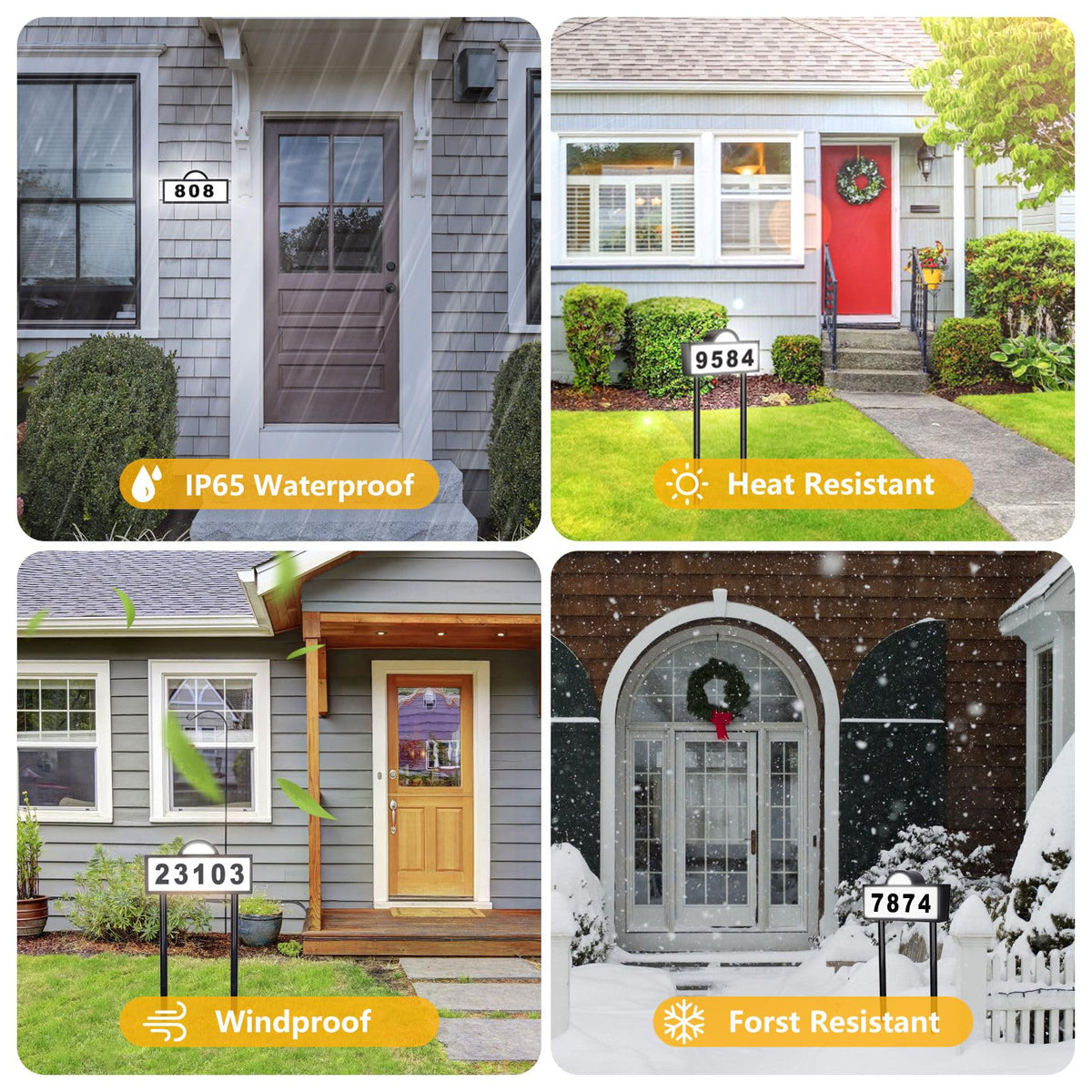 Night-time CHEGIF address sign delivering high visibility for deliveries