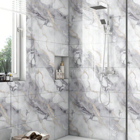 Chejiaye marble peel-stick backsplash enhances bathrooms with a durable, waterproof look
