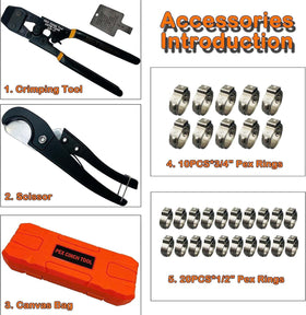 CHEN CHEN HAO PEX clamps kit with 1/2 and 3/4 inch sizes