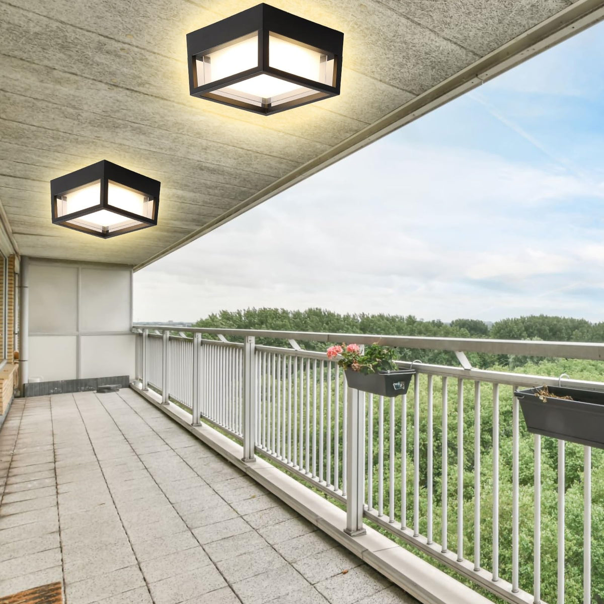 CHENS01 exterior square light emits warm 3000K glow for inviting evenings outdoors.