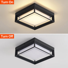 CHENS01 square flush mount outdoor LED ceiling light, compact 8.7 inch design for tight spaces