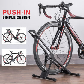 CHEPARK Bike Floor Stand rubber feet protect polished floors.