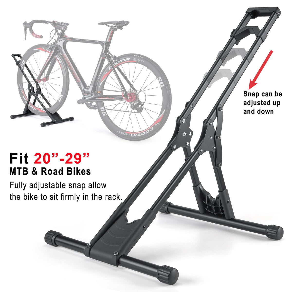 CHEPARK Bike Floor Stand tray enables easy wheel loading and unloading.