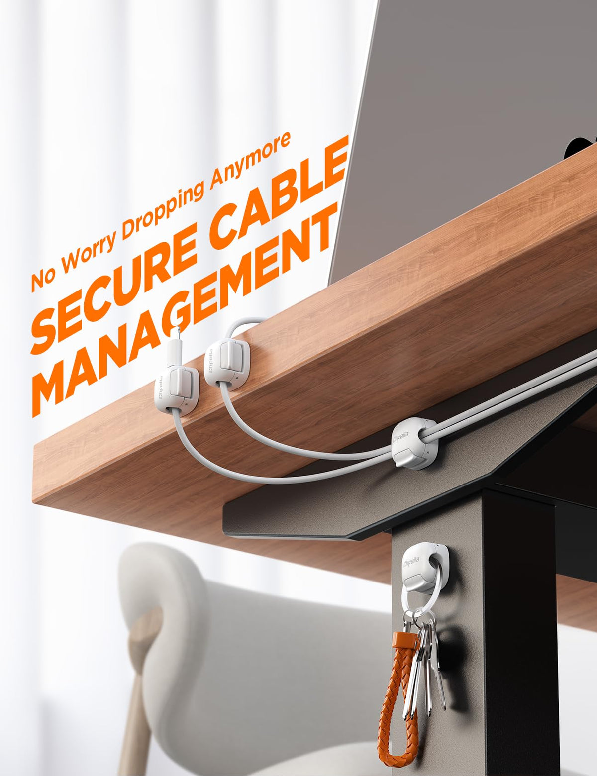 Chfeila compact cord organizer on nightstand blends discreetly