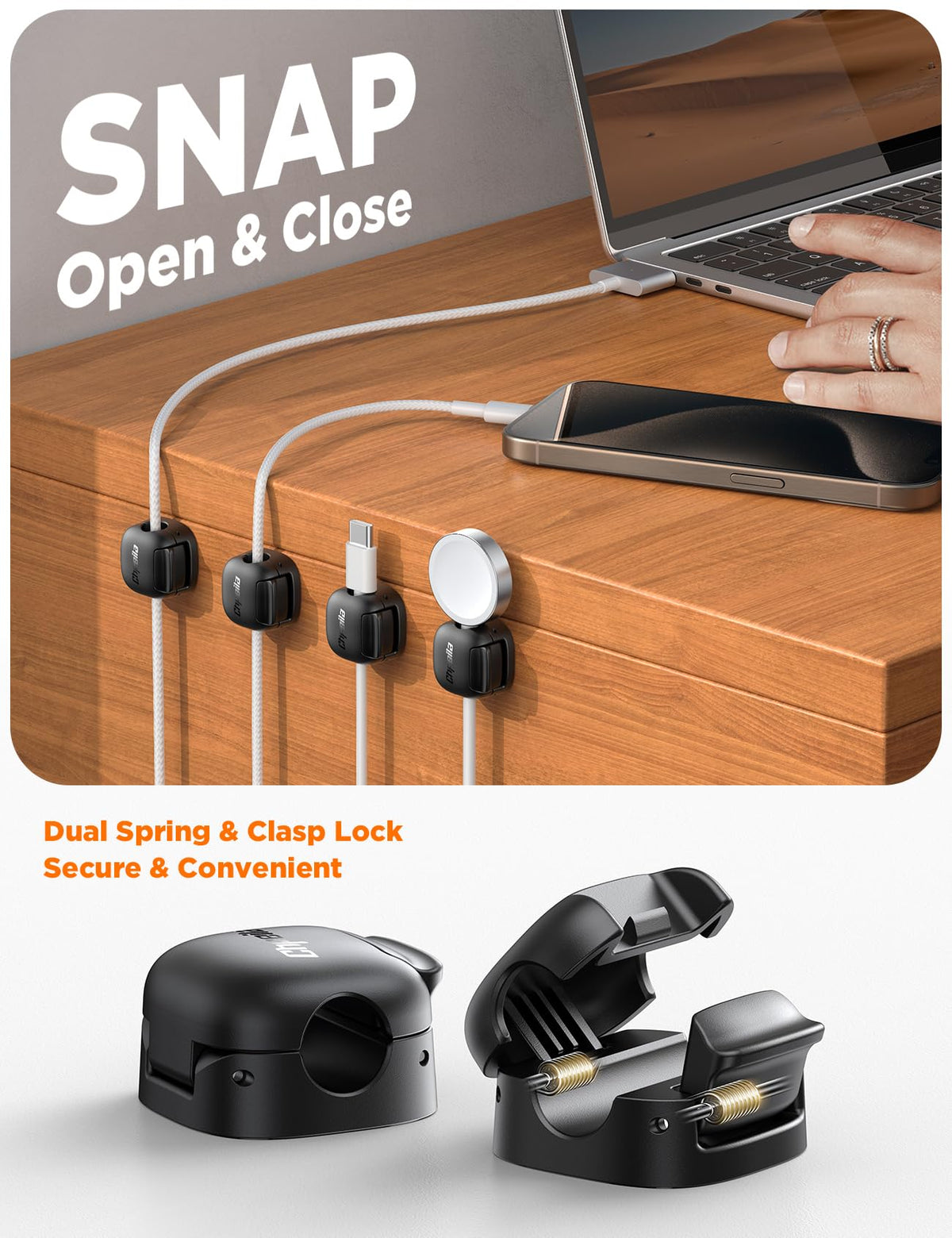 Chfeila cord clip with strong adhesive base for surface grip and easy removal.