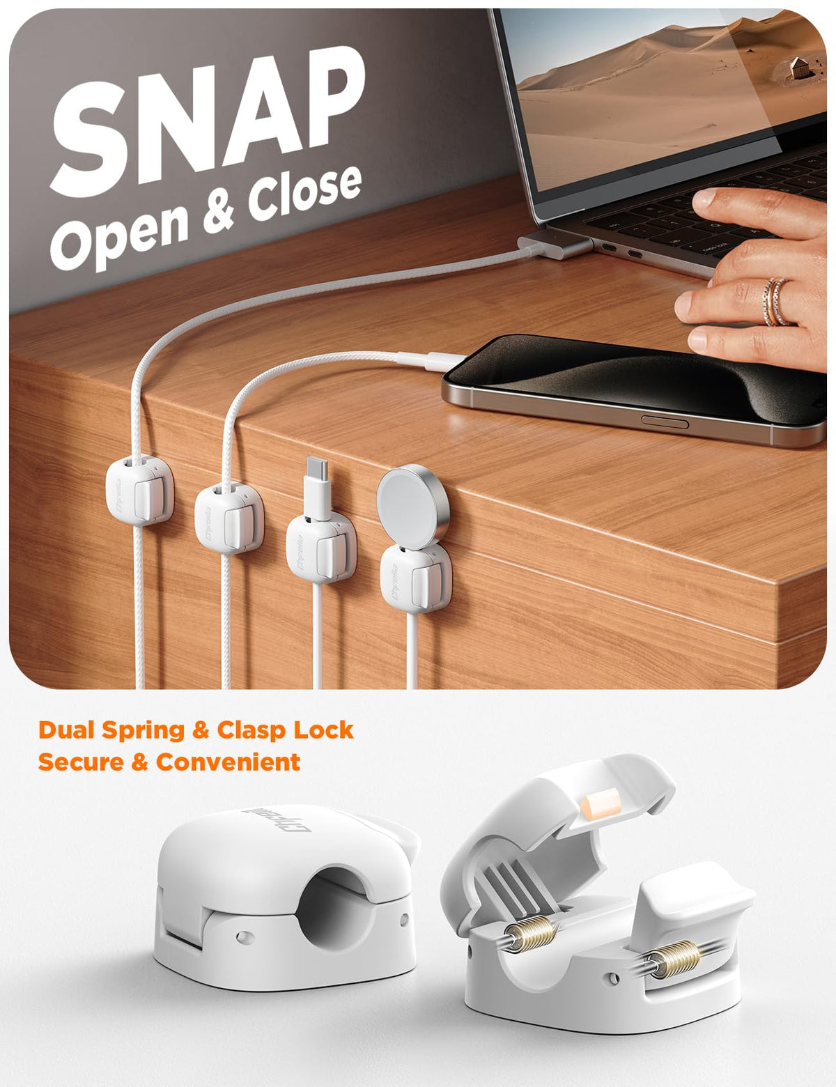 Chfeila dual spring cord clip securely holds a cable