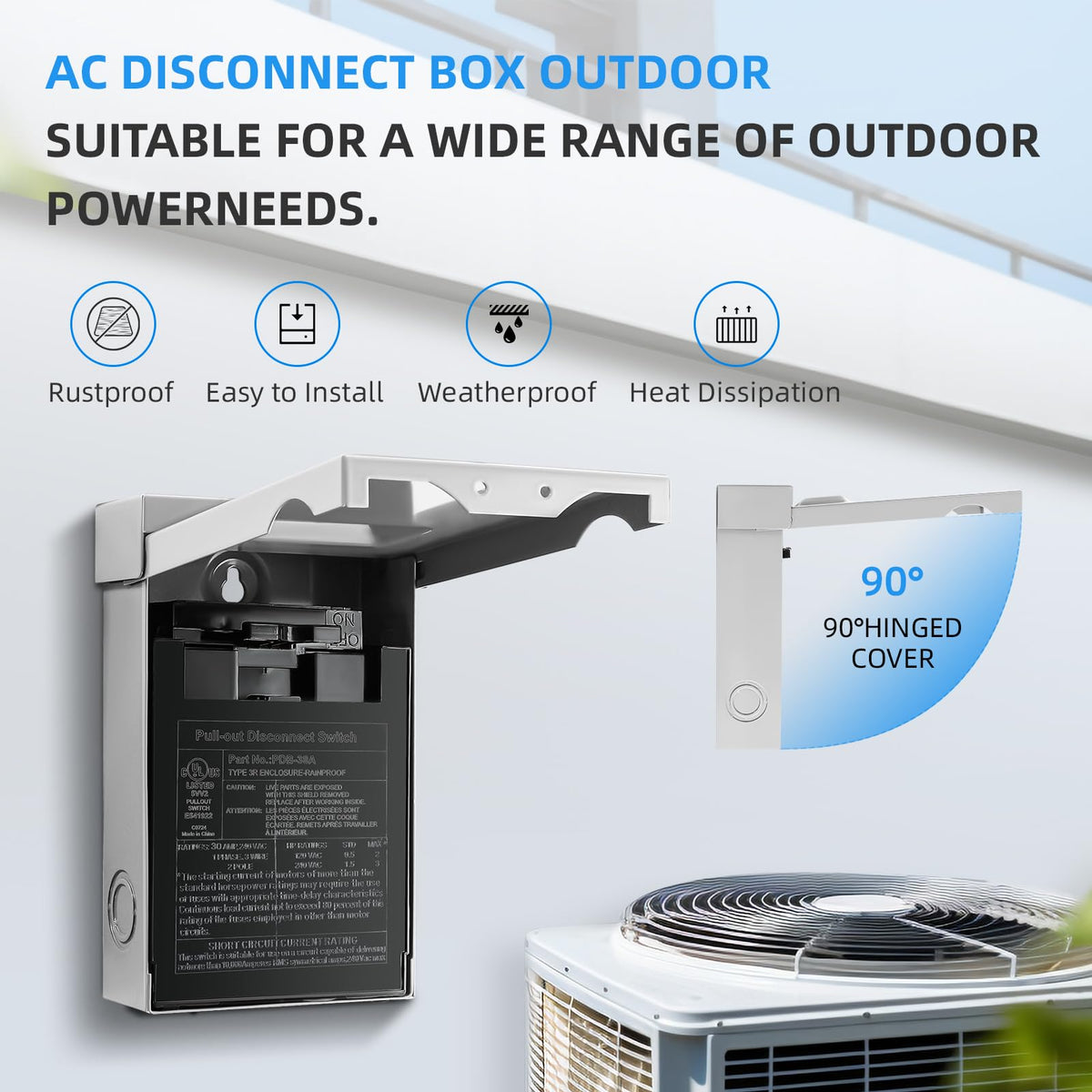 CHGAOY galvanized steel weatherproof enclosure resists rain and dust for durability.