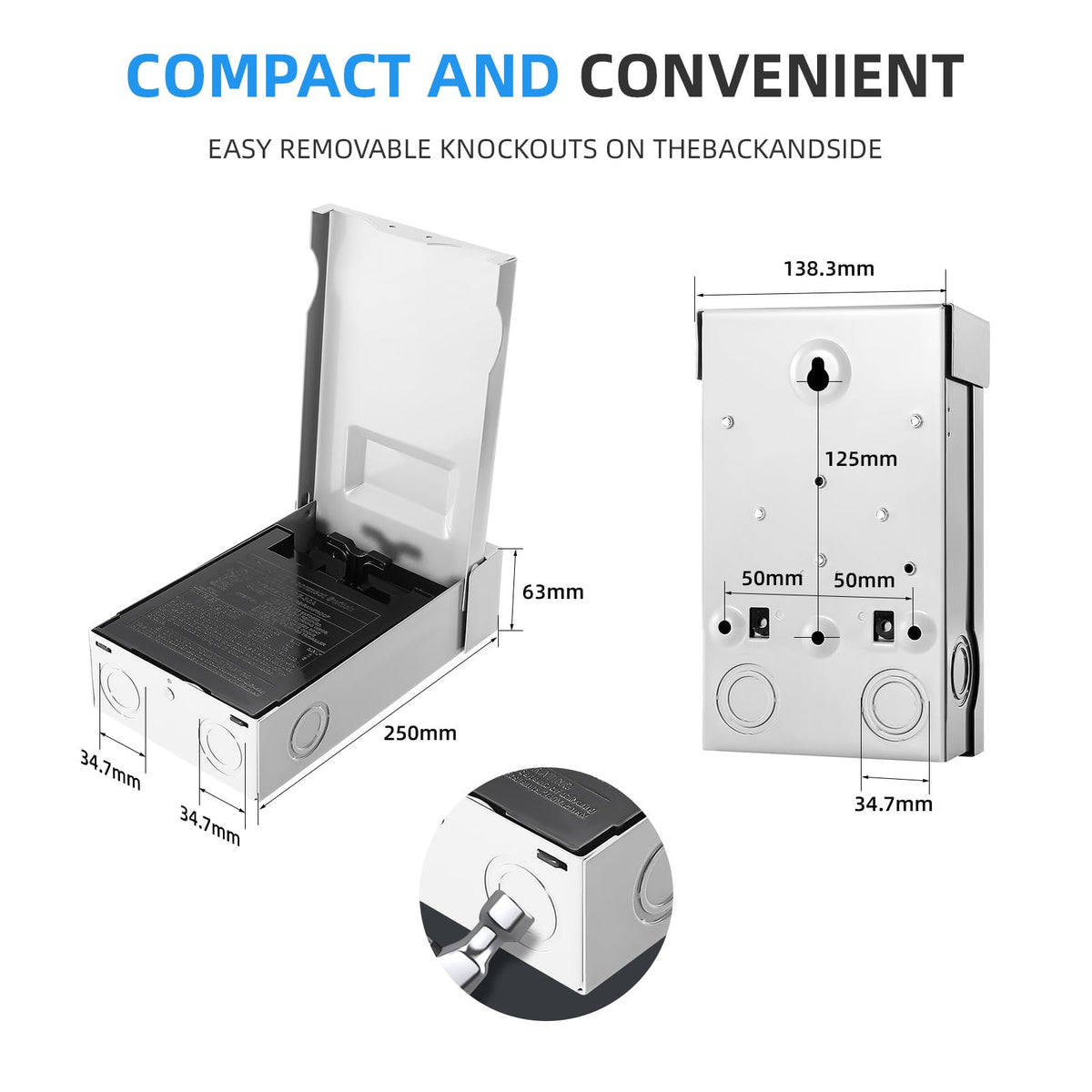 CHGAOY pre-drilled knockouts simplify wiring and installation.