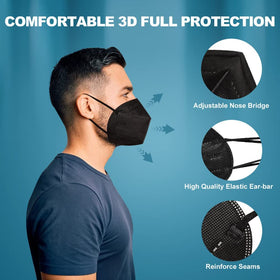 CHGD KN95 mask black with elastic ear loops for secure comfort