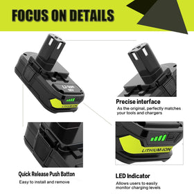 Chgdkjy 4.0Ah battery compatible with Ryobi P104 for extended use