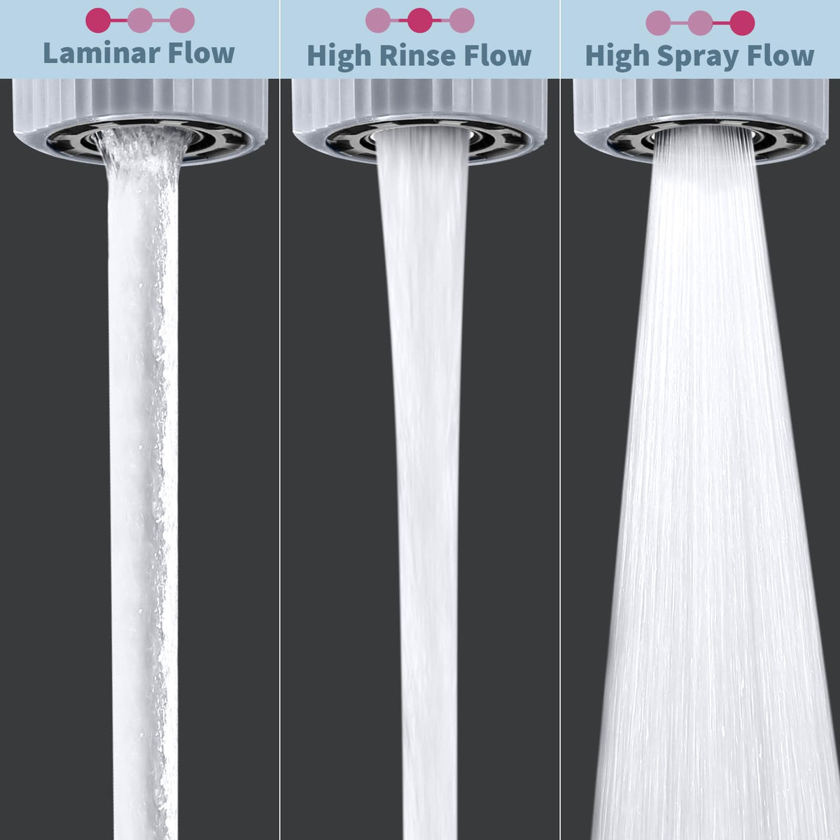 CHIATAOMA chrome swivel aerator demonstrates full 360° reach for thorough cleaning