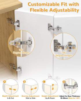 Chibery 165-degree hinge with soft-close damper for gentle closure