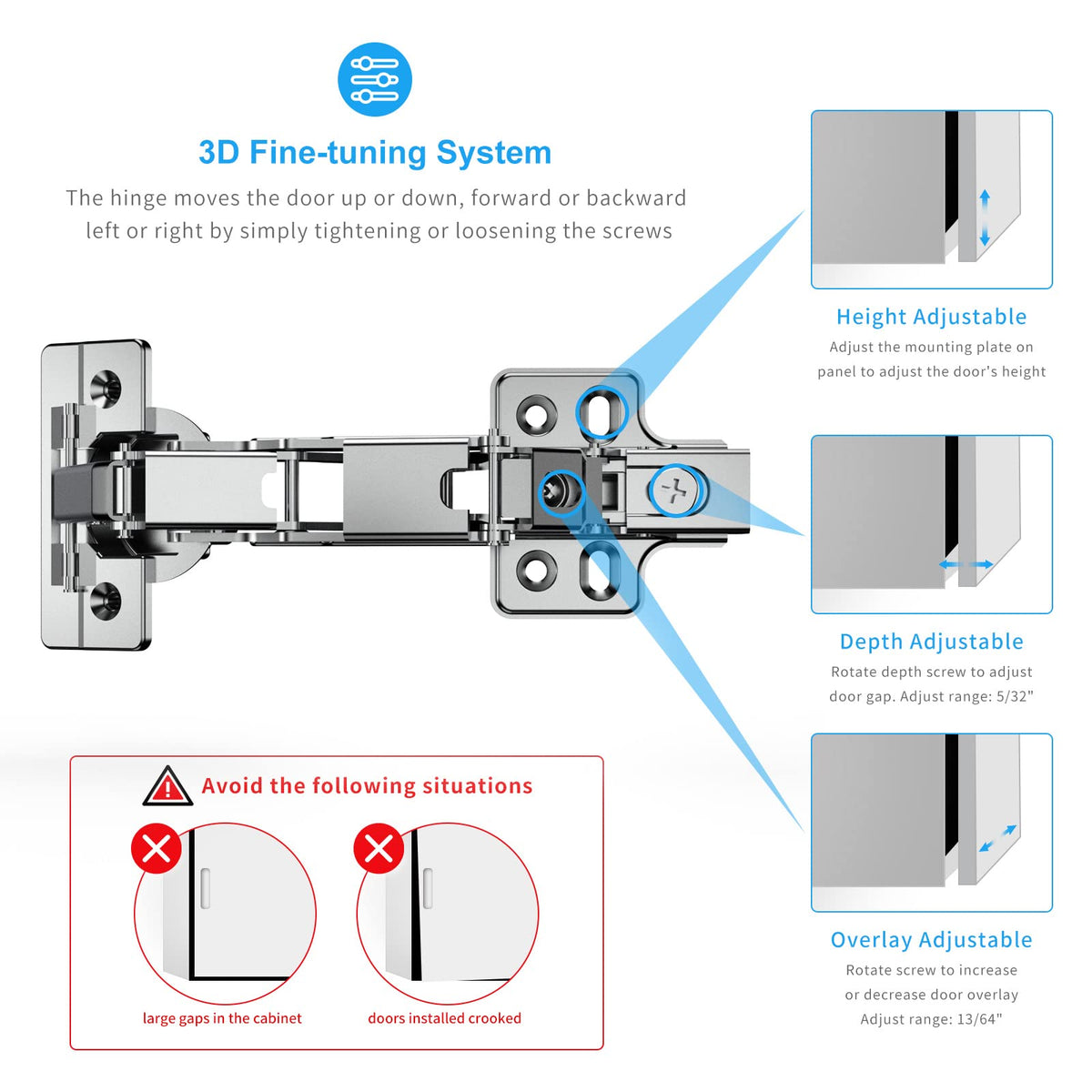Chibery 175-degree soft-close hinges prevent door slams
