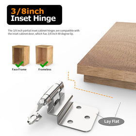 Chibery 3/8 inch inset hinges with screws pack, easy install.