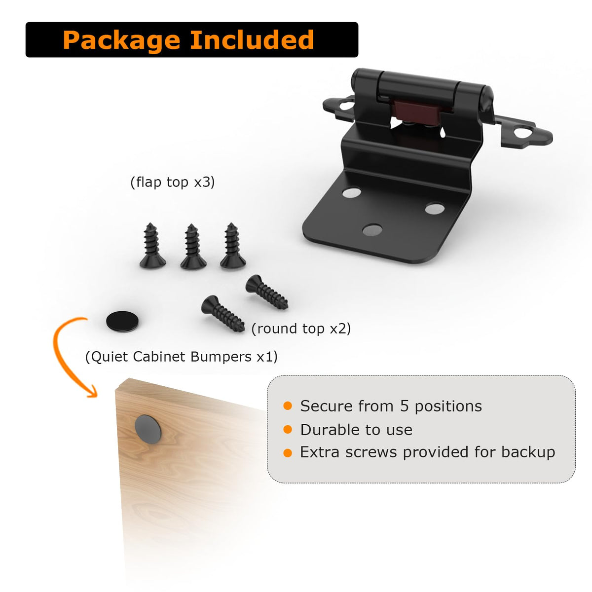 Chibery 30 degree auto close hinges ensure soft door closure.