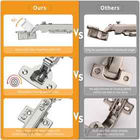 Chibery hinge stopping at 45 degrees to enable flexible door positioning.