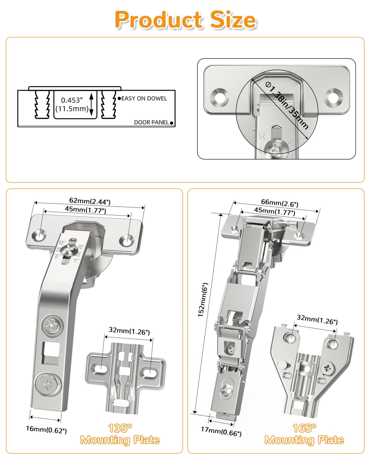 Chibery hinge kit fits 18–22 mm doors for versatile setups