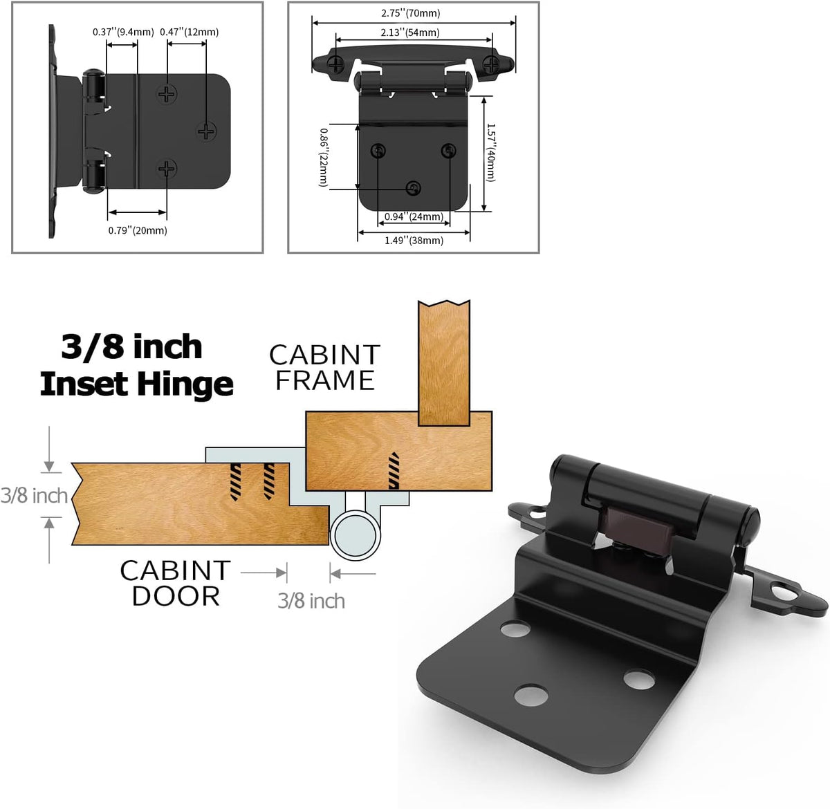 Chibery easy install inset hinges without mortises for quick upgrades.