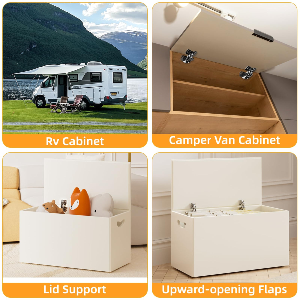 Chibery hinges fit both face frame and frameless cabinets for RVs.