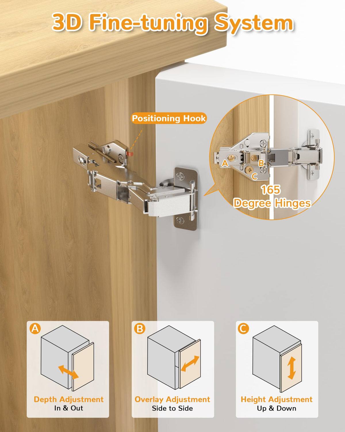 Chibery face-frame cabinet hinge provides solid, reliable door fit