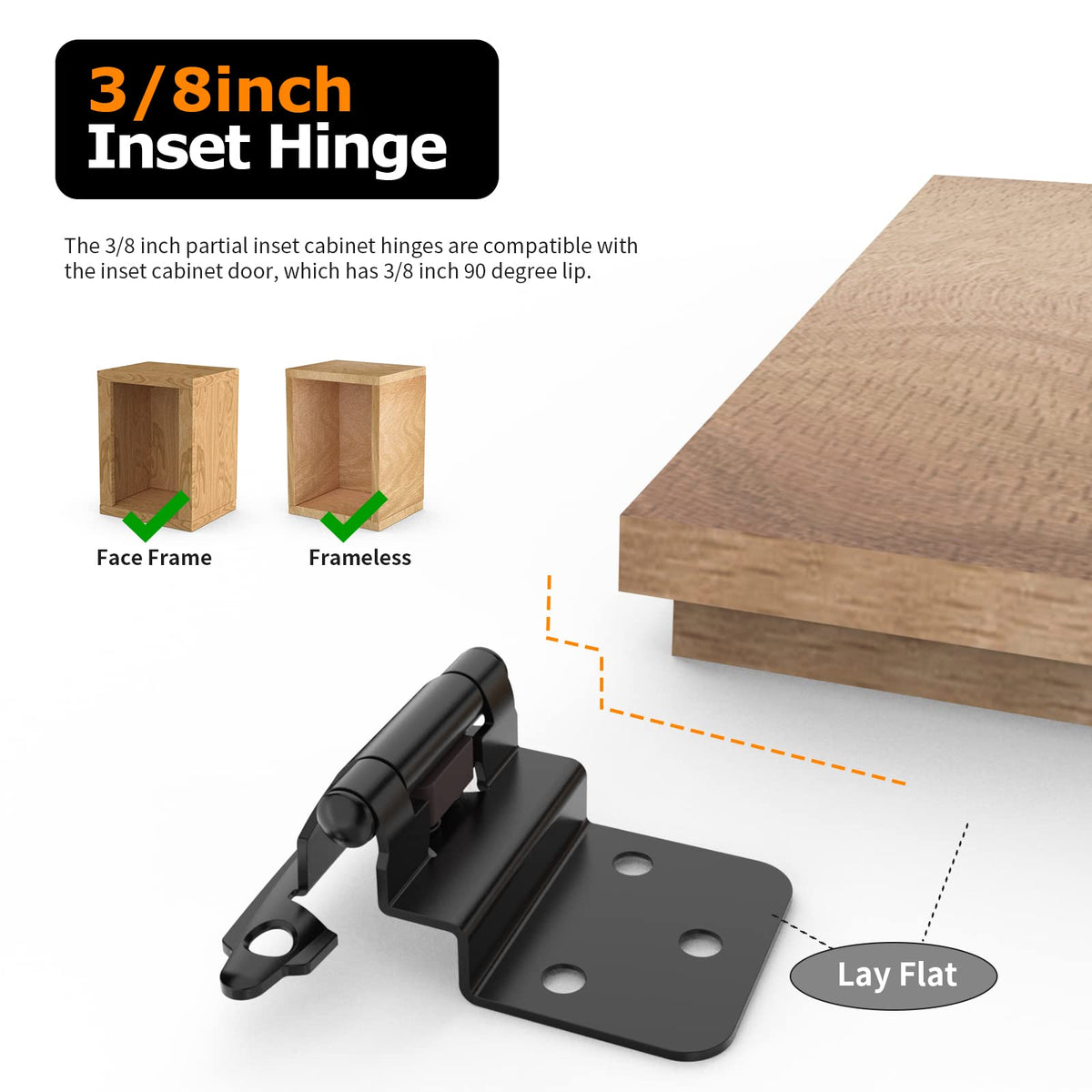 Chibery matte black cabinet hinges suitable for kitchen and bathroom projects.