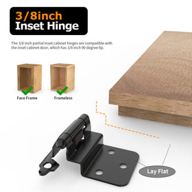 Chibery matte black cabinet hinges suitable for kitchen and bathroom projects.