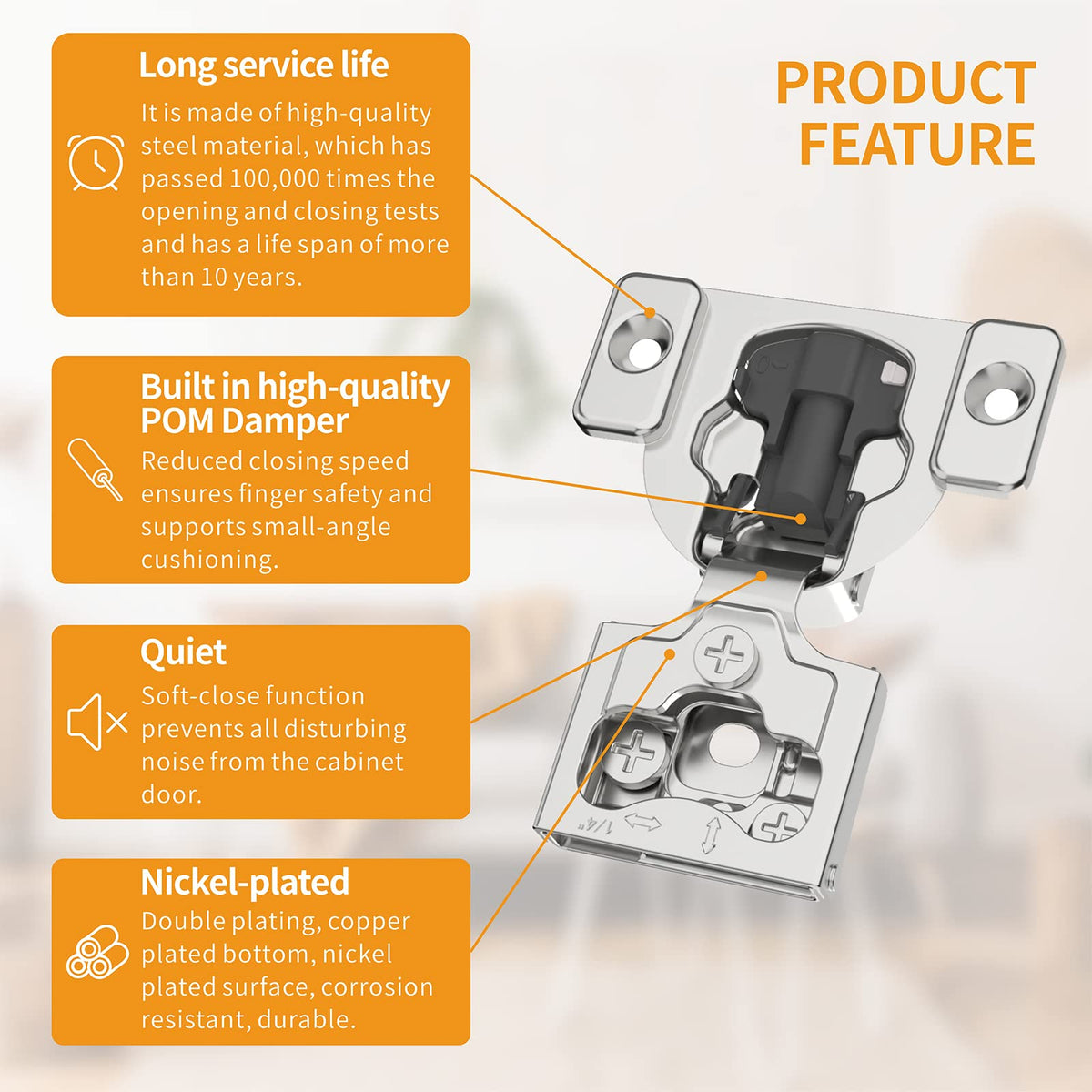 Chibery hinge with on/off switch for customizable soft-close.