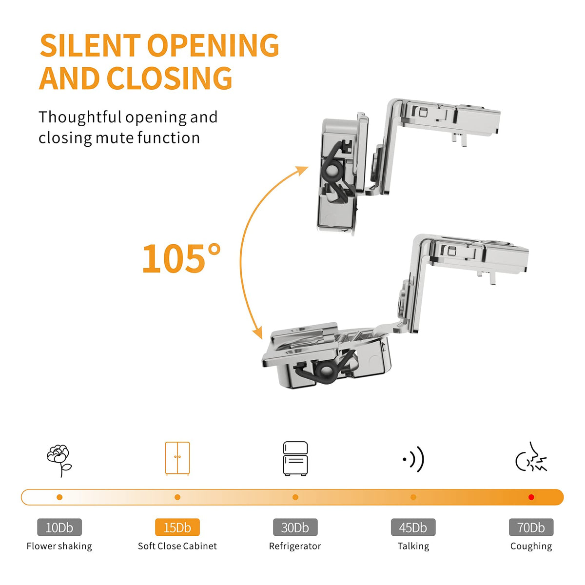 Chibery satin nickel finish hinges provide durable, elegant cabinet hardware.