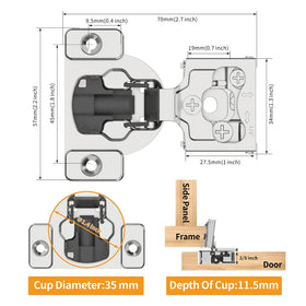 Chibery concealed hinge in satin nickel finish improves durability and look.