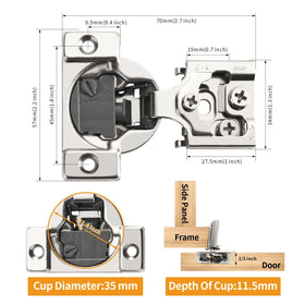 Chibery steel, nickel-plated hinge ensuring durable kitchen cabinet connections.