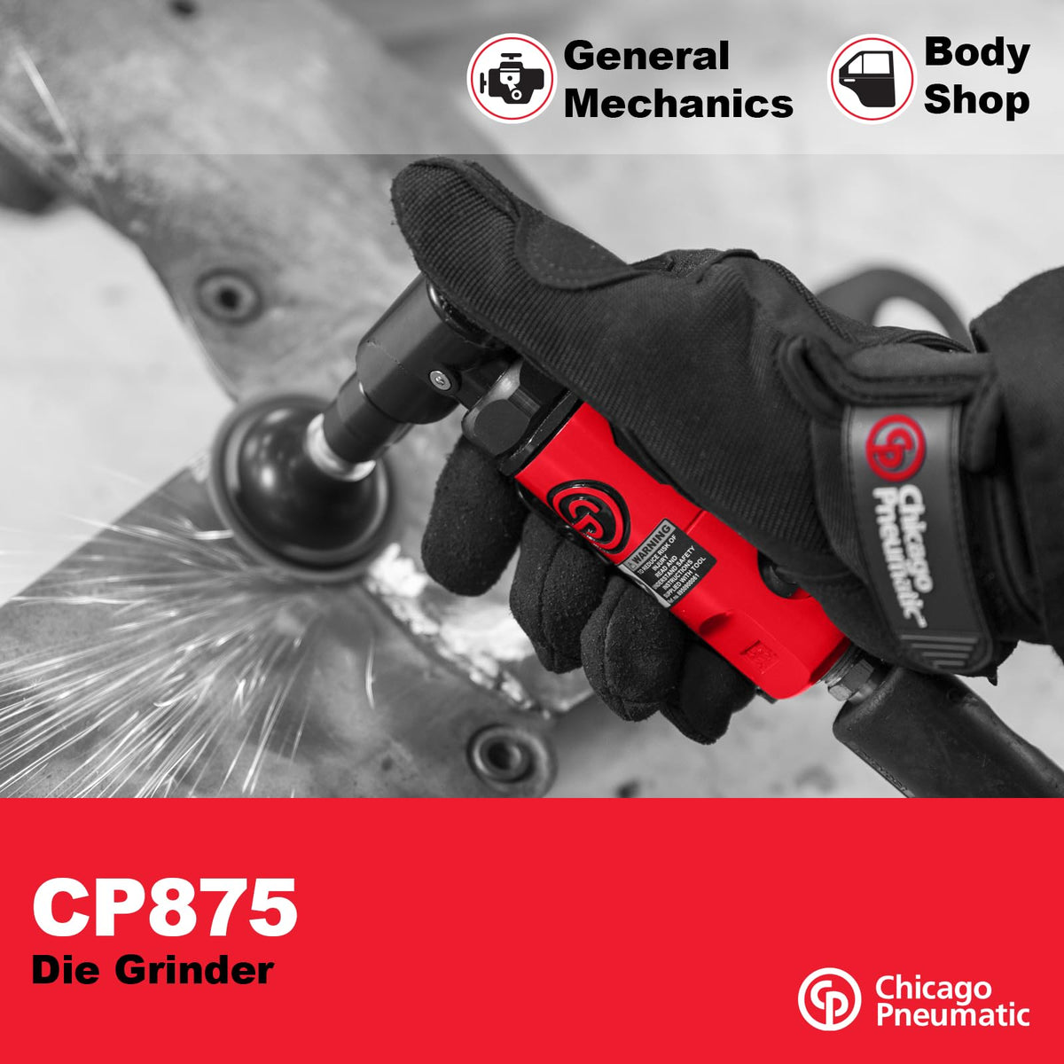 Chicago Pneumatic CP875 integrated regulator for smooth, controlled performance.