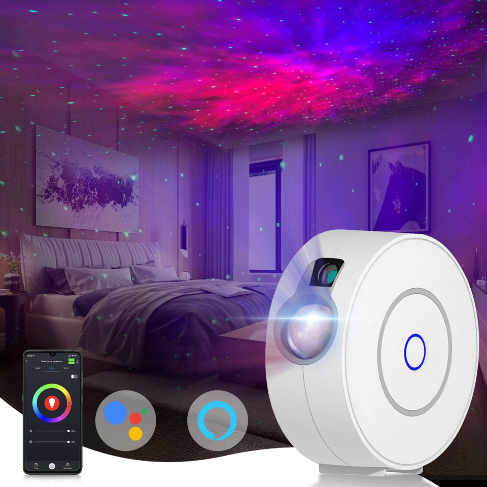 CHIGIH Smart Galaxy Projector creates soothing aurora night light for cozy evenings.