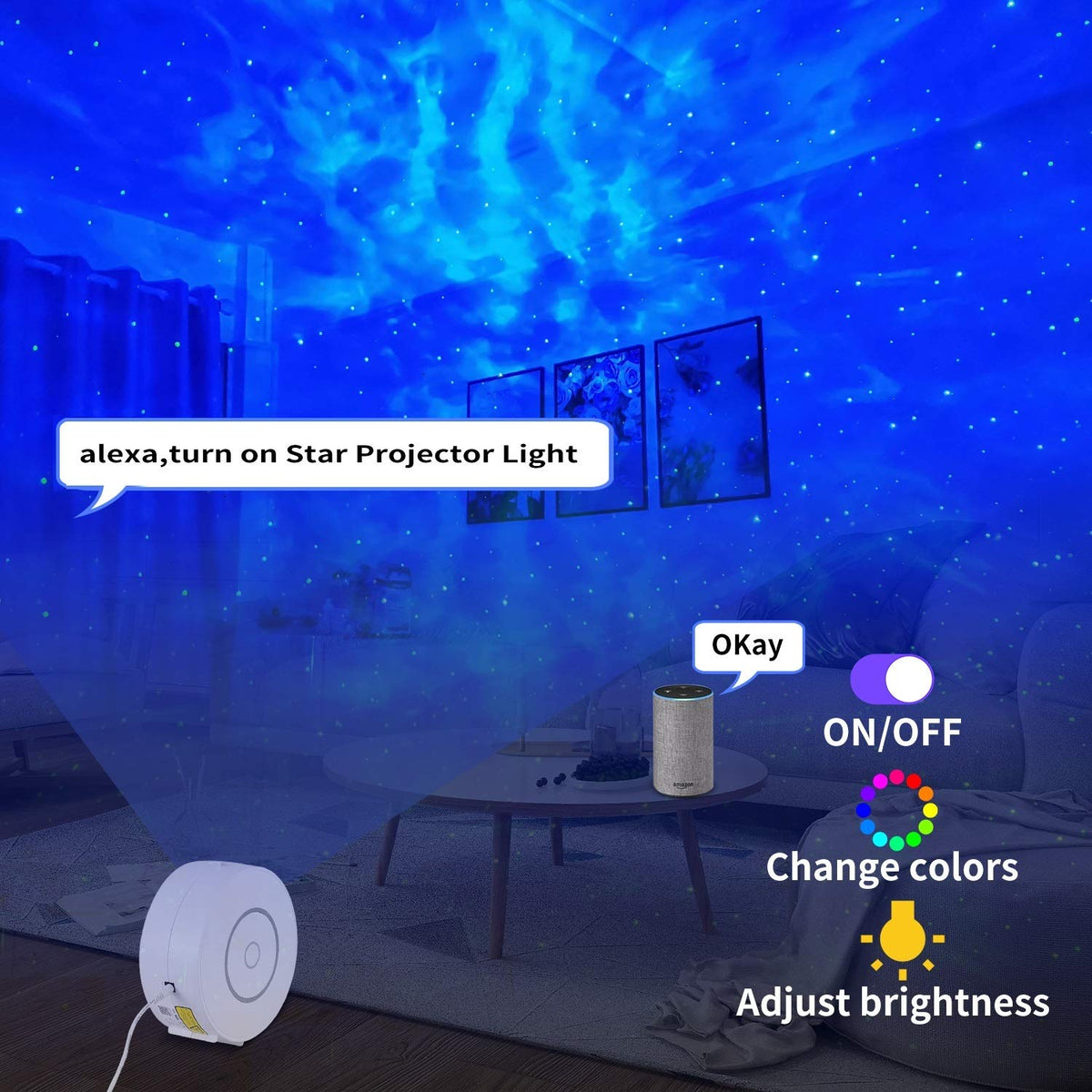 CHIGIH star projector with nebula ceiling effects for immersive room decor.
