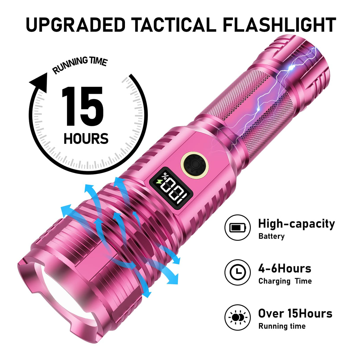 CHILDBOT flashlight USB power bank mode for charging devices on the go.