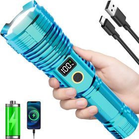 CHILDBOT high-lumen flashlight, front view for powerful outdoor illumination.