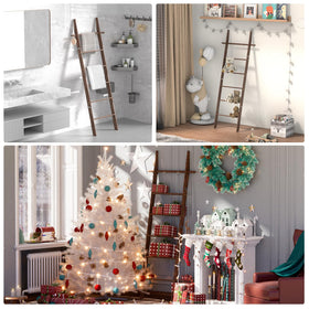 Chilinii blanket ladder removable hooks five demonstrates flexible organization options.