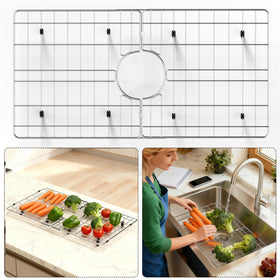 Chilinii centered-drain fit demonstrates compatibility with disposal units in large sinks
