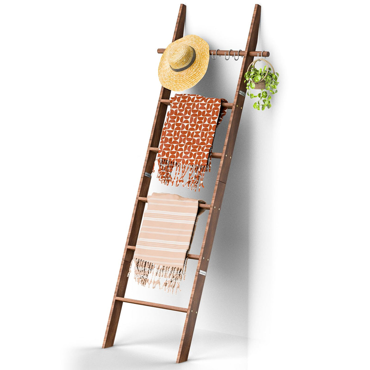 Chilinii wooden quilt rack non-slip pads protect floors while displaying textiles.