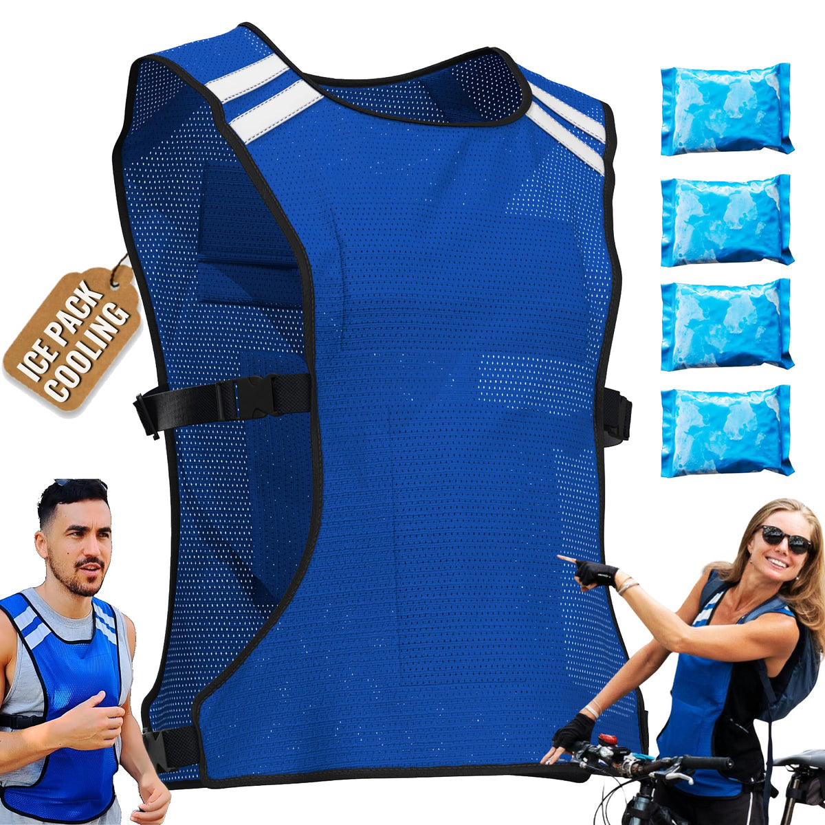CHILLSWIFT cooling vest front view showing a snug fit for efficient temp relief