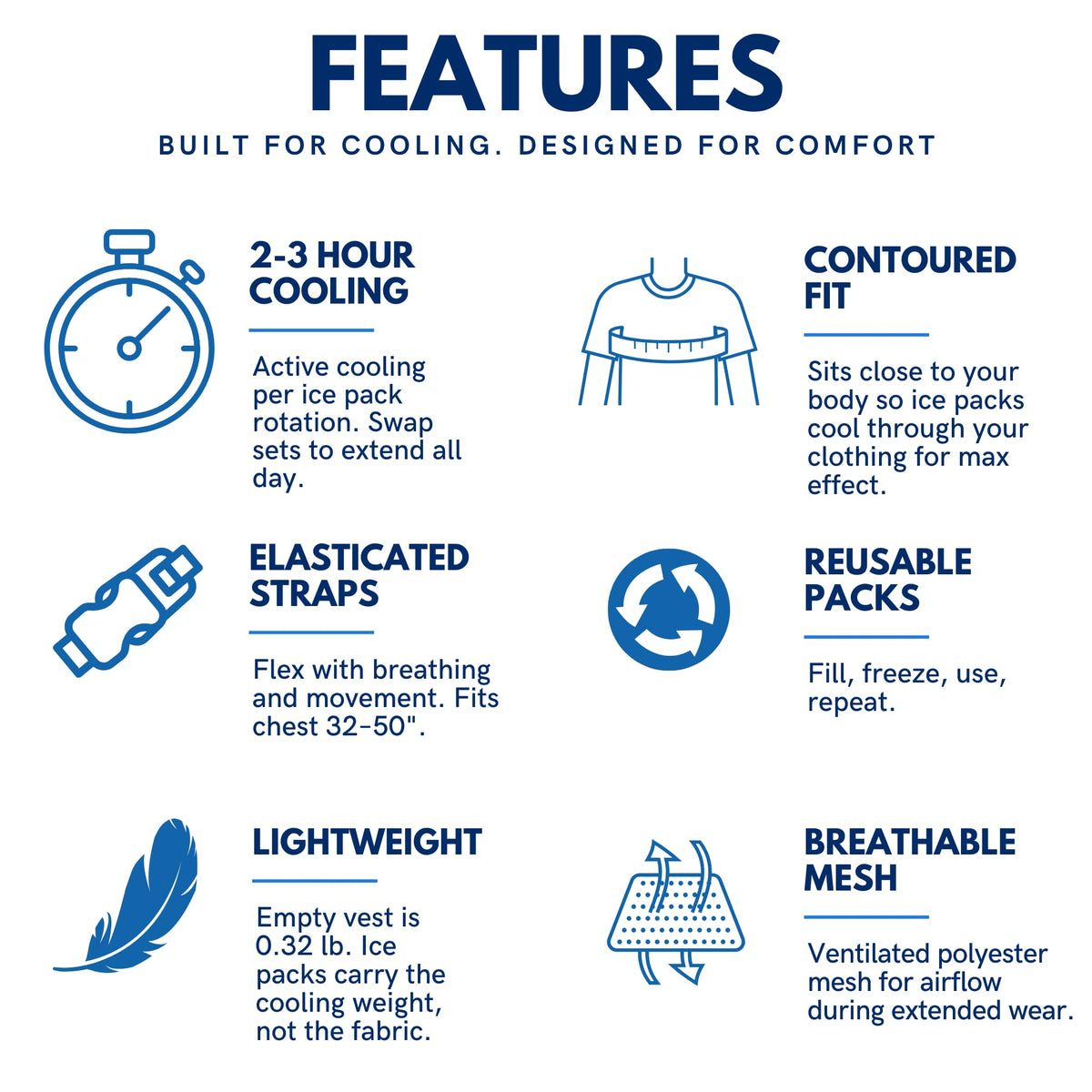 CHILLSWIFT lightweight design keeps vest comfortable when not cooling