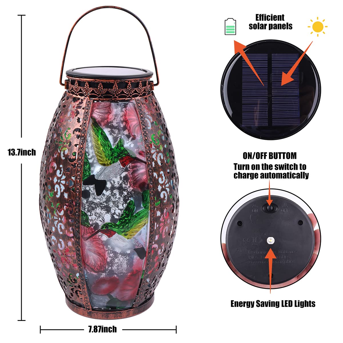 CHINZIMEI solar lantern auto on/off with sun-powered glow